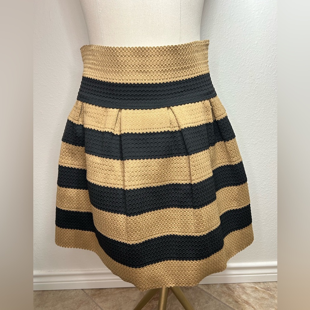 Nelsay Designer Striped Lettuce Hem Skirt | Size XL